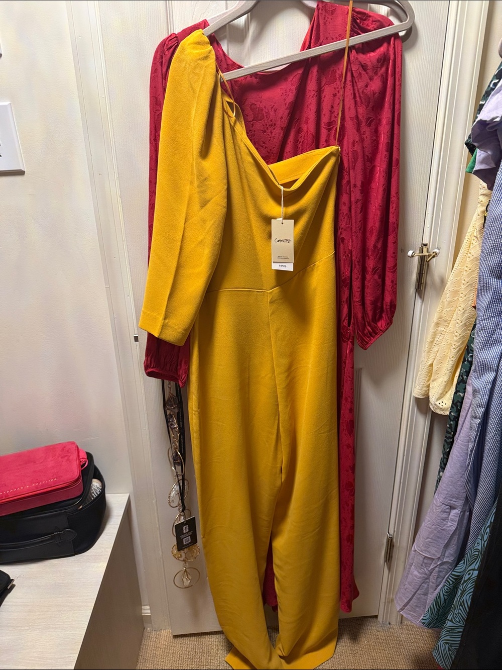Mango One-Shoulder Mustard Jumpsuit